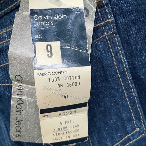 Calvin Klein Jeans Vintage Denim Stone Washed Juniors Size 9 USA Made Dead Stock - Picture 10 of 10